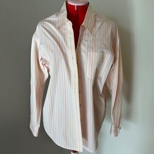 Wilfred Free Striped Oversized Button-Up Shirt 2XS Pastel Yellow Pink Lightweigh